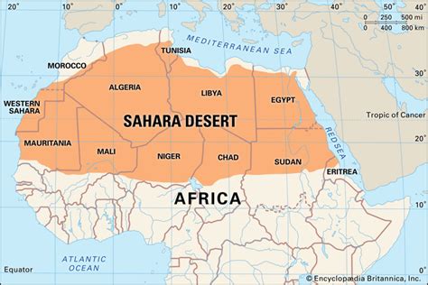 Sahara Desert in World Map